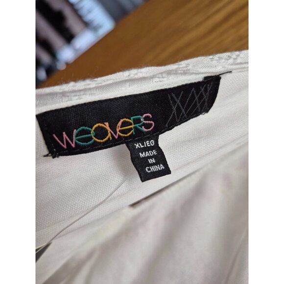 White Embroidered Sleeveless Boho Tunic Top XL W/ Floral Patterns V-Neck Tie-Bac - Picture 5 of 8